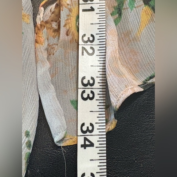 Anthro MAEVE Floral Sheer Sleeveless Tunic Gray Peach Ruffle Size Small - Picture 11 of 11